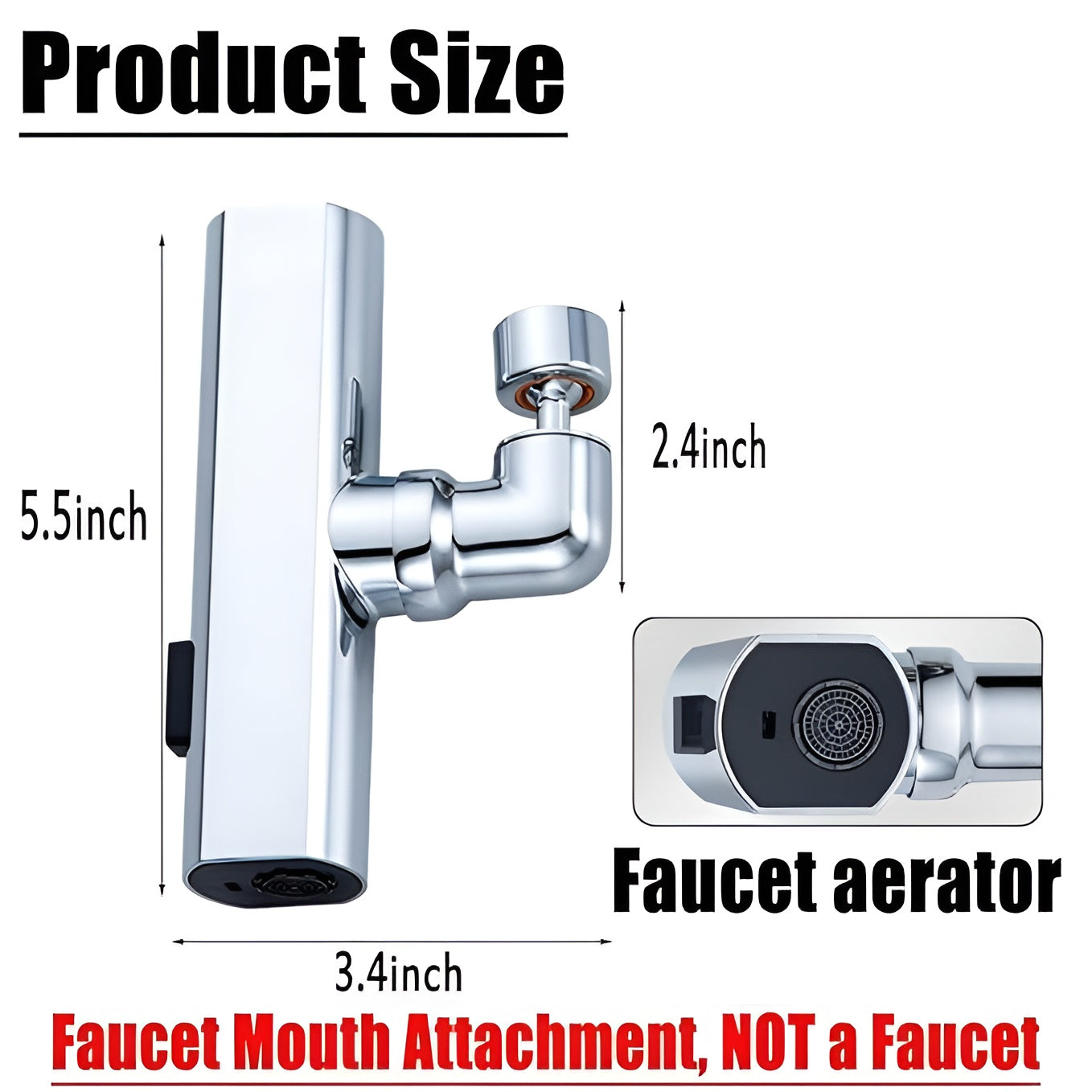 3 in 1 360 deg Waterfall Kitchen Faucet, Touch Faucet, Extender for Kitchen Sink